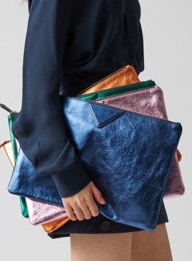 欧美风格女包新潮女手抓包简约PU气质手包时尚百搭手拿信封文件包