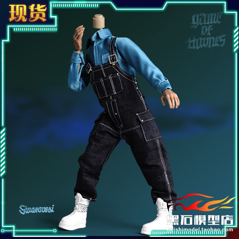吊带牛仔裤+衬衫+鞋1/6兵人套装