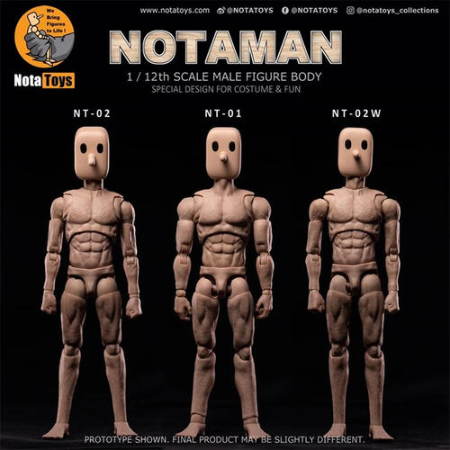 现货Notatoys 1/12兵人模型NT-01/02/02W 方大头素体可动人偶手办