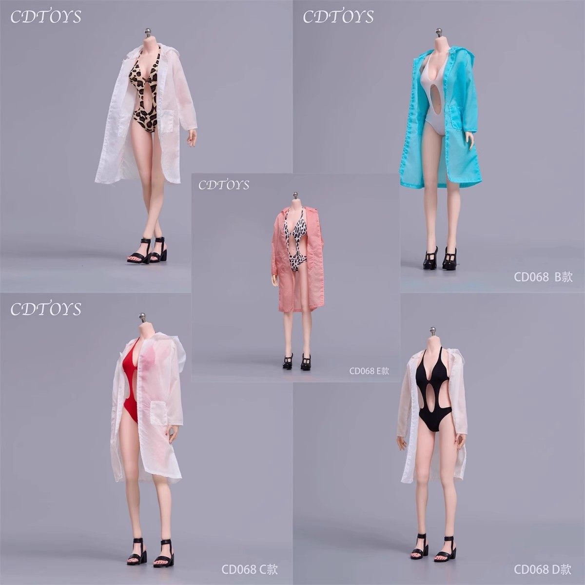 现货 cdtoys cd068 1/6 女兵人连体泳衣比基尼防晒衣套装