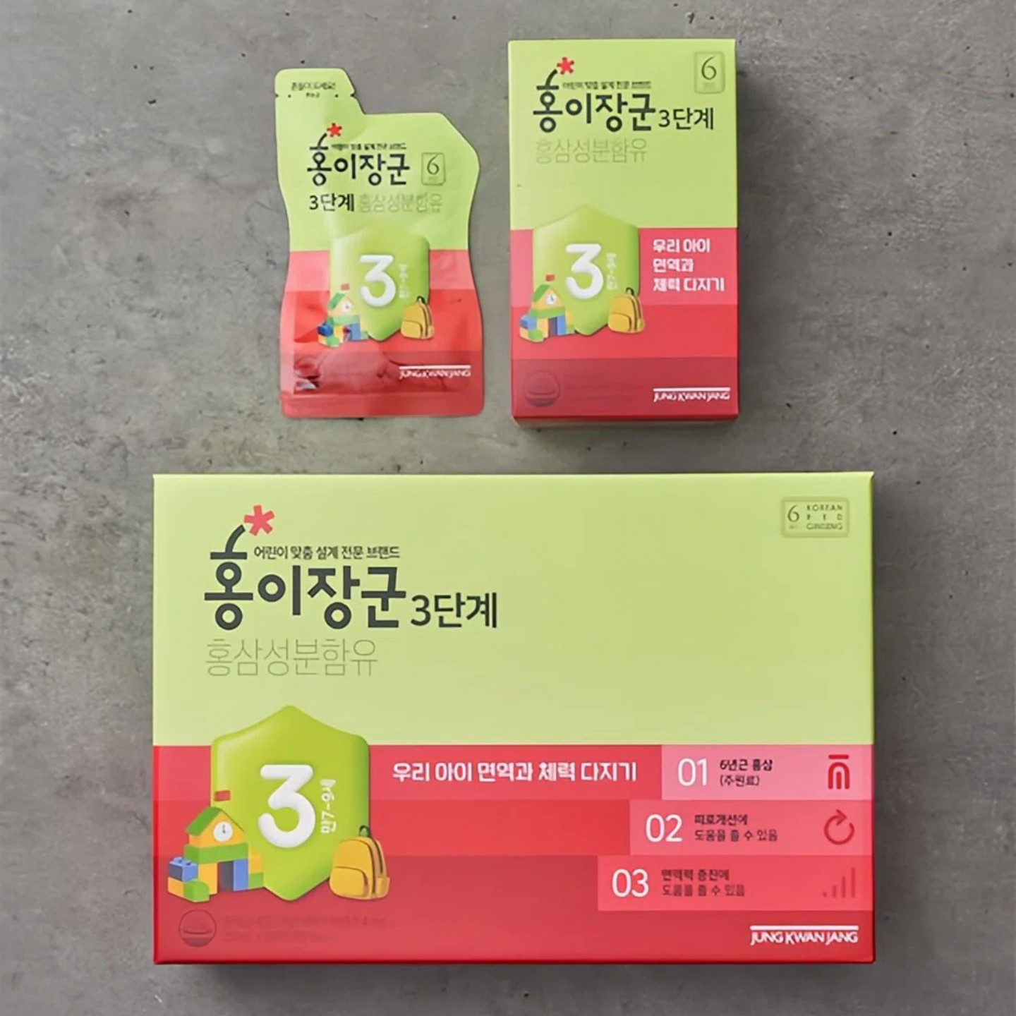 正官庄儿童7-9岁红参将军3段30袋皂苷5.4mg6年根高丽参韩国代购