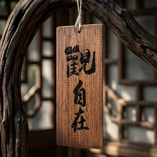 实木激光雕刻复古装饰挂牌茶室