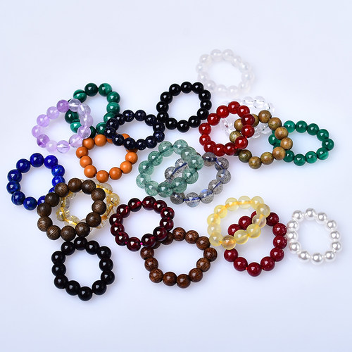 天然水晶跑环配饰绿檀玛瑙发晶白水晶孔雀石榴石青金石卡珠环配件