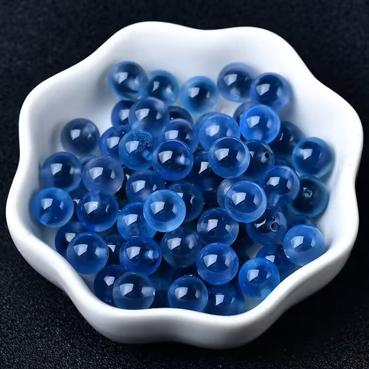 天然冰透蓝糖心玛瑙散珠串珠DIY手工材料饰品配件圆珠手链蓝沁