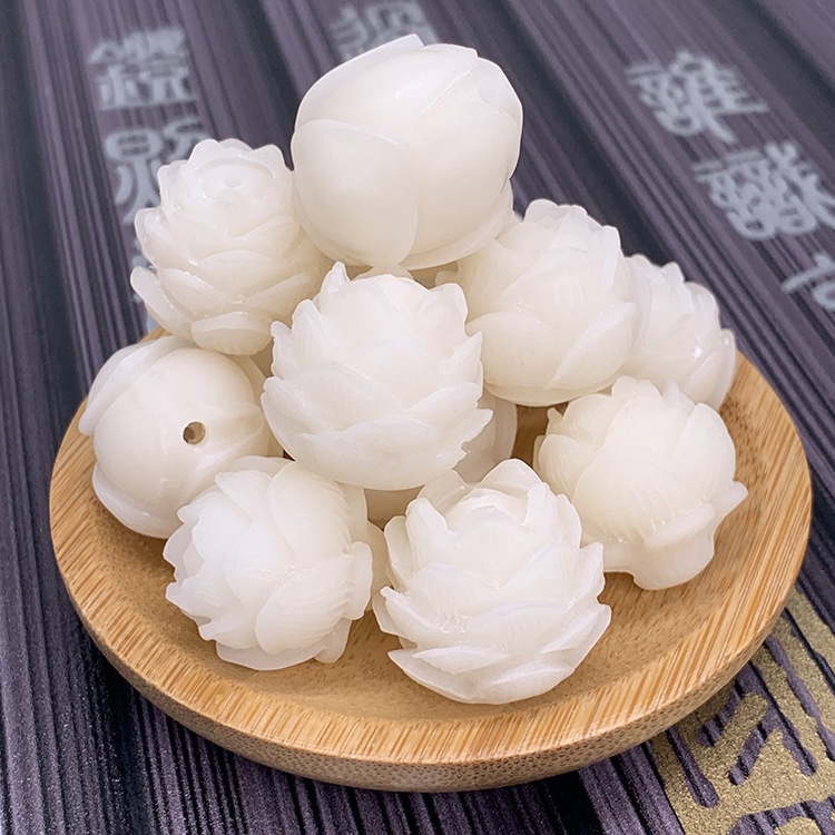 天然白玉菩提根莲花散珠子DIY手工饰品配件材料半成品配佛珠手串