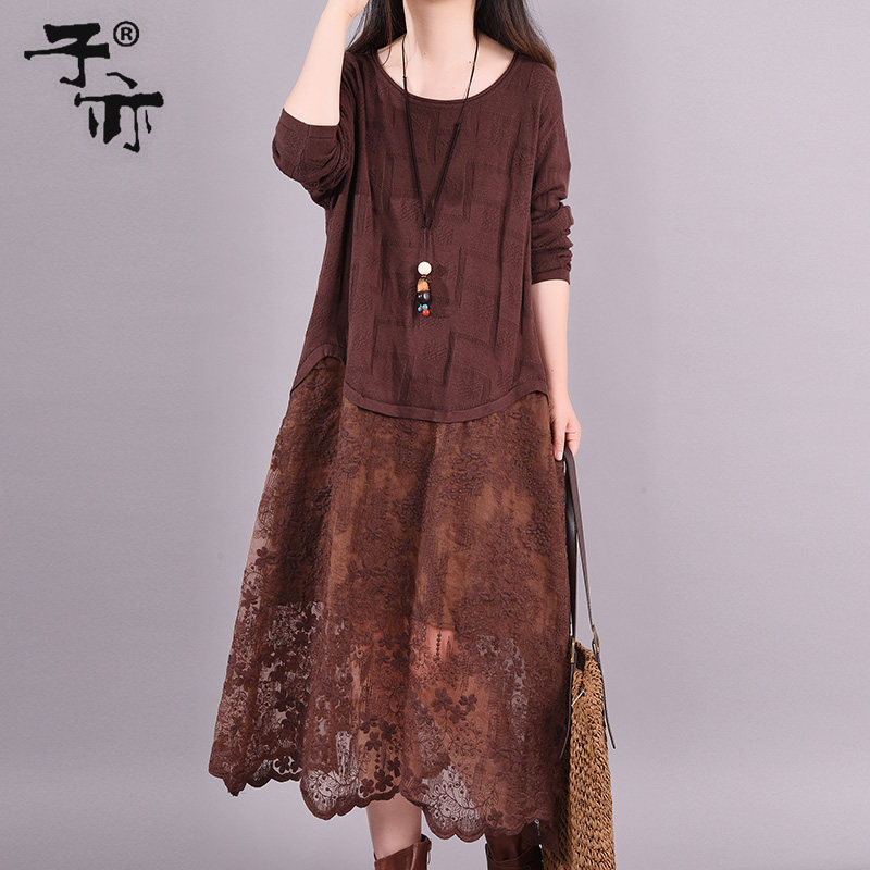 子亦2020秋装新款宽松绣花蕾丝拼接套头中长款休闲针织衫毛衣裙女在类目 女装/女士精品, 毛衣中 - 来自Buy2taobao.com提供专业的淘宝代购服务