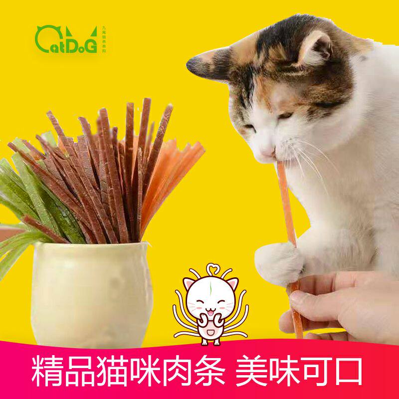喵大宝  猫零嘴小肉干猫咪奖励零食鸡肉条肉干条3味猫咪肉干300g