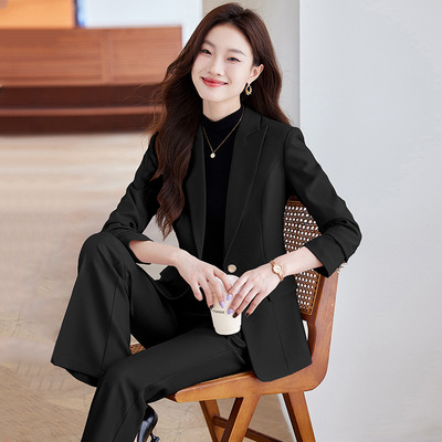 黑色西装外套女职业西装套装正装