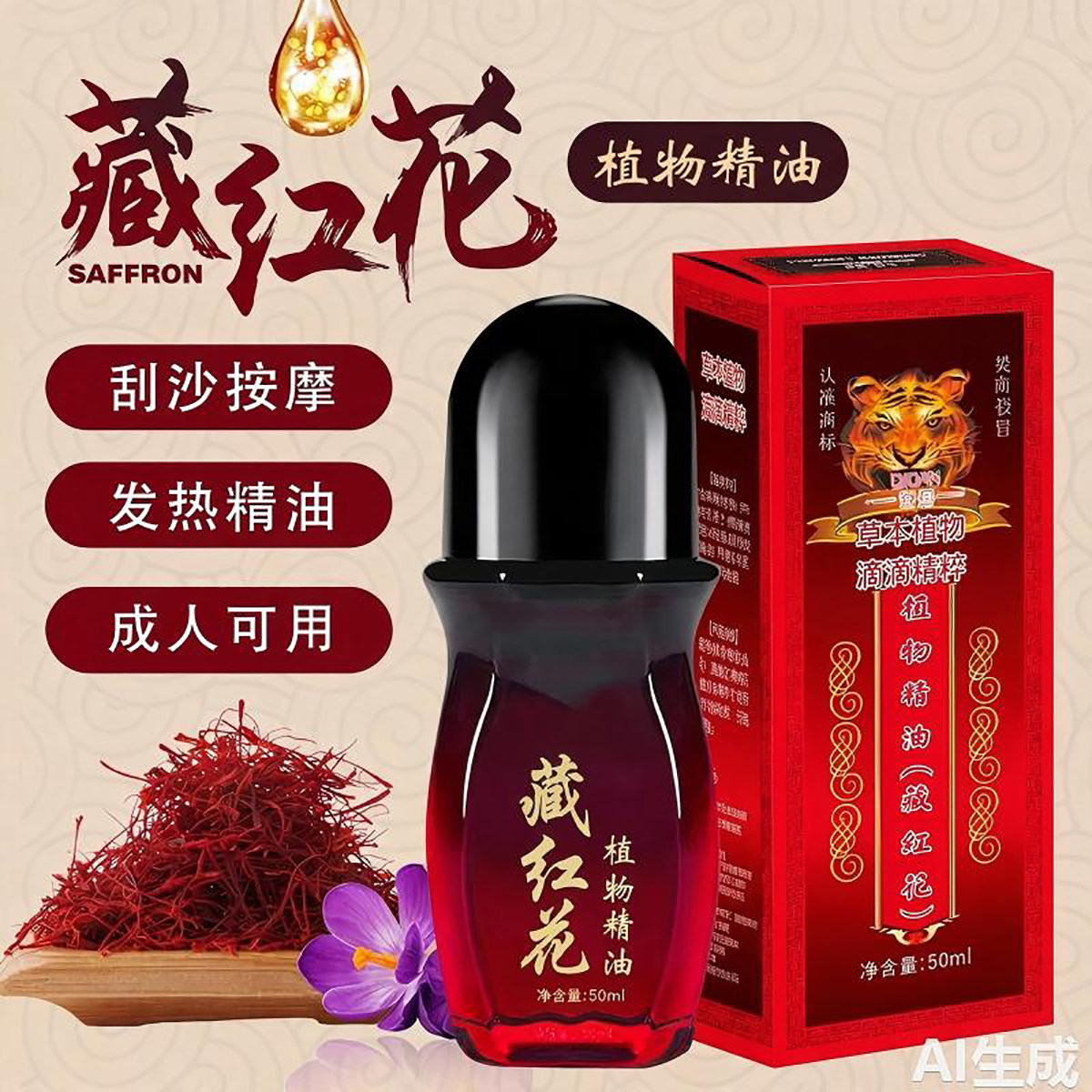 奇丹藏红花植物精油按摩发热图片