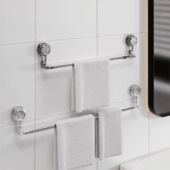 吸盘毛巾架免打孔浴室伸缩毛巾杆置物架洗手间浴巾收纳挂架