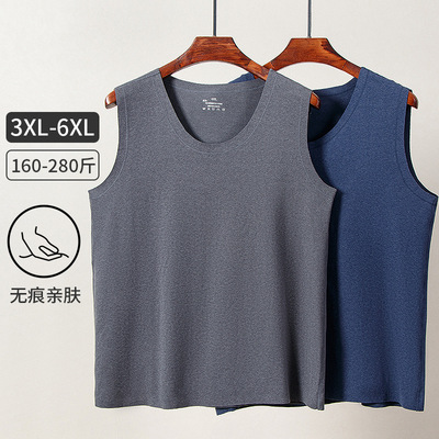 大码德绒保暖背心男无痕V领秋冬季磨毛加肥加大男士单件保暖坎肩