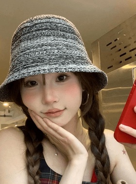 秋冬薄款灰色渔夫帽女韩国洋气百搭显脸小遮阳防晒盆帽新款