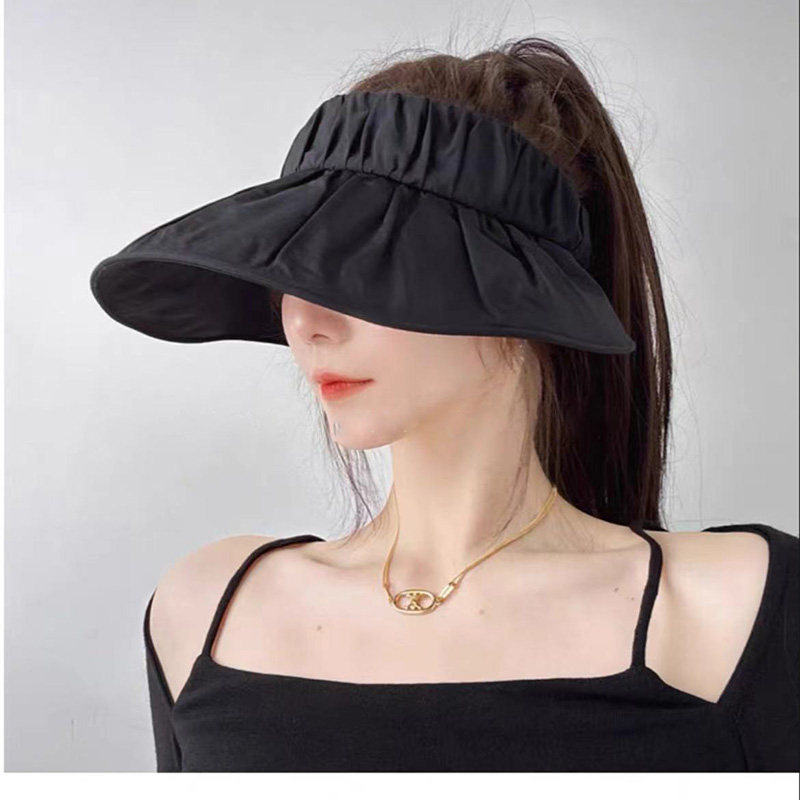 贝壳防晒遮阳帽子女夏季遮脸防紫外线太阳帽骑车大帽檐空顶渔夫帽