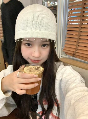 韩系ins黑色小众针织冷帽秋冬反光甜酷时尚显脸小包头帽辣妹帽子