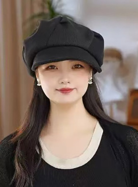秋冬百搭大头围显脸小八角帽女