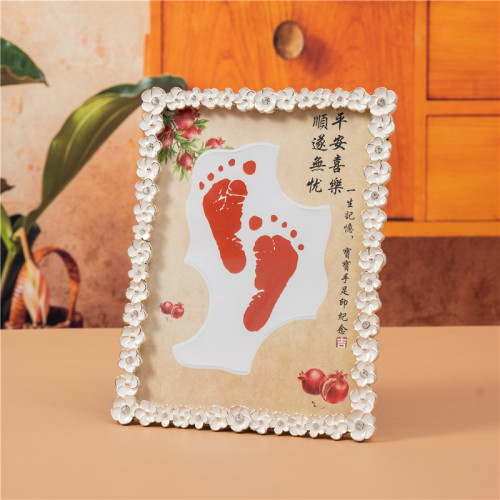 周岁手足印画满月手脚印泥百天纪念品宝宝婴儿新生架相框一岁一礼