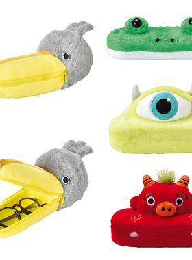 日本正版SETO CRAFT眼镜盒可爱趣味造型招财猫青蛙摆件文具收纳盒