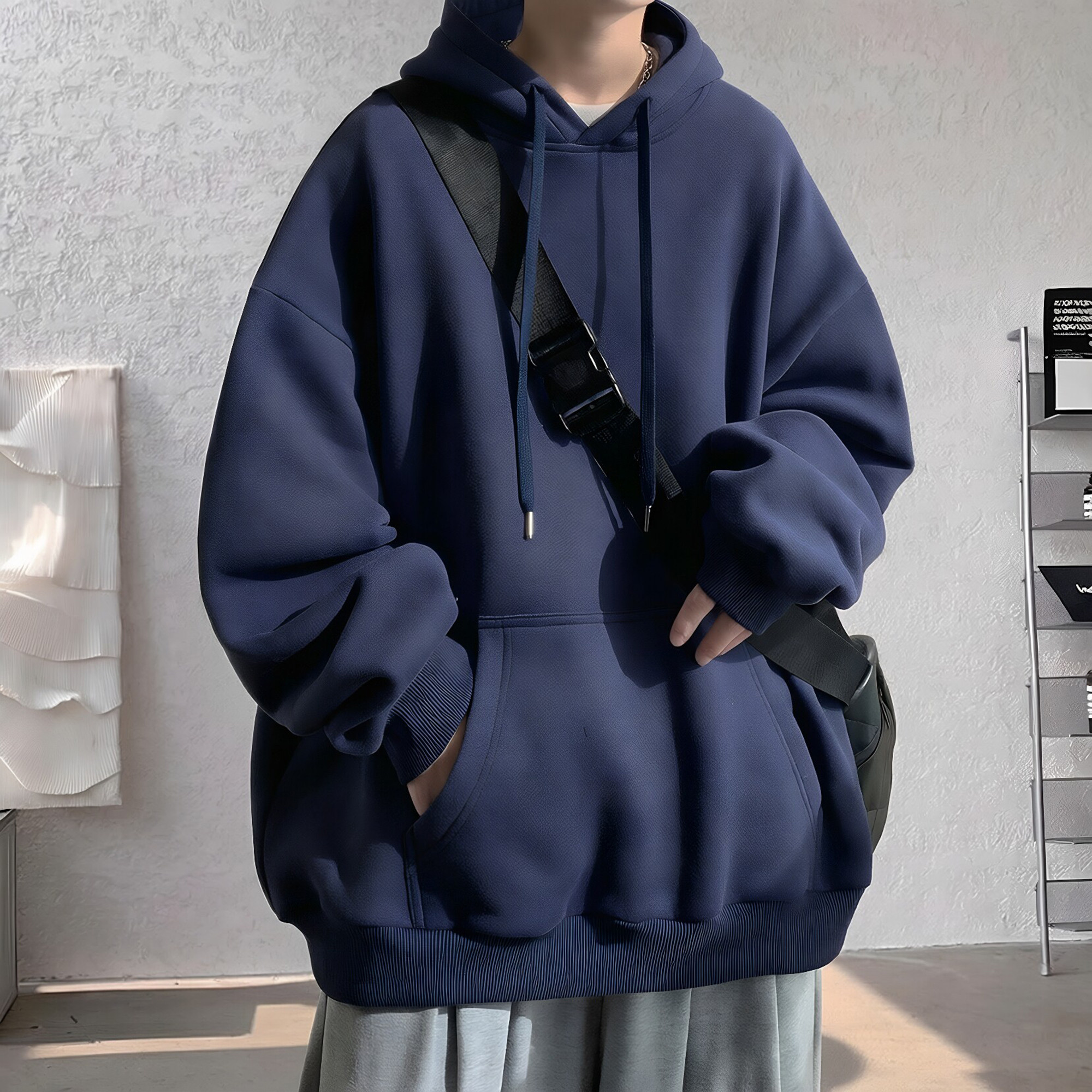 纯色连帽卫衣男女秋冬2026新款oversize宽松美式重磅加绒情侣外套