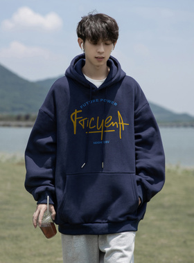 连帽卫衣男女重磅加绒字母印花情侣卫衣2026新款美式潮牌宽松帽衫