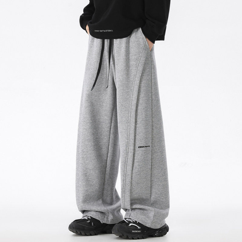 运动裤男秋冬美式潮牌宽松直筒卫裤加绒加厚重磅休闲百搭男生裤子,男装,休闲裤,淘宝优惠券,粉丝福利购,淘宝优惠卷