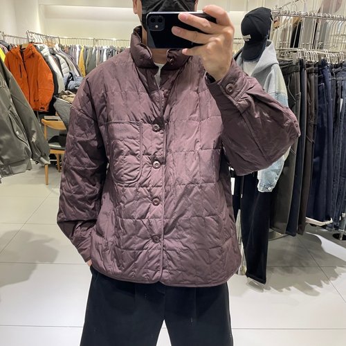 美式格纹立领90白鸭绒立领羽绒服