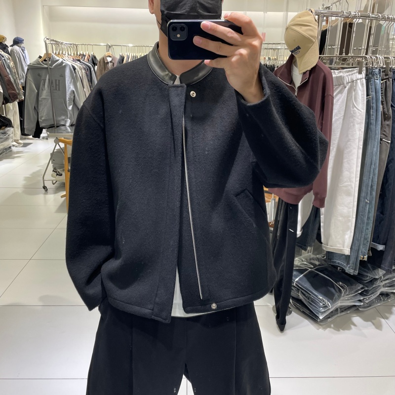 100%绵羊毛双面呢夹克男羊毛外套