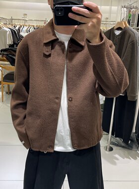 冬季男士双面呢羊毛加厚大衣夹克