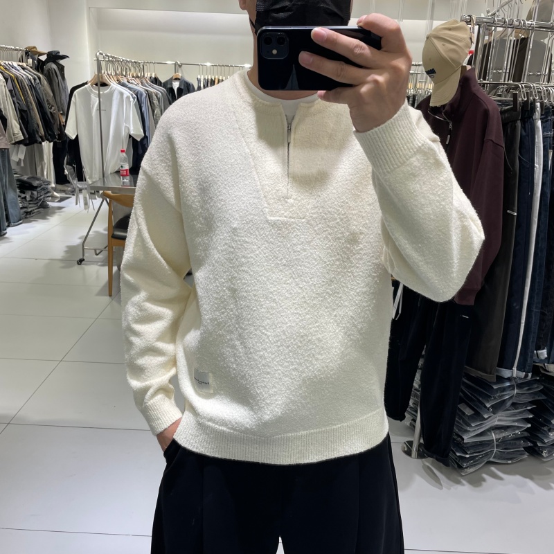 高端简约假俩件圆领针织毛衣