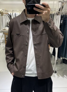 道森秋季新品修身纯色PU皮衣
