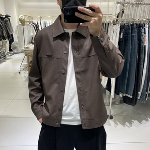 道森秋季新品男韩版修身纯色PU皮衣夹克潮流时尚百搭休闲工装外套