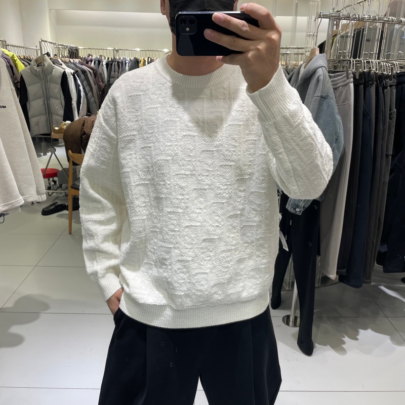 冬季潮牌针织罗纹肌理感加厚毛衣