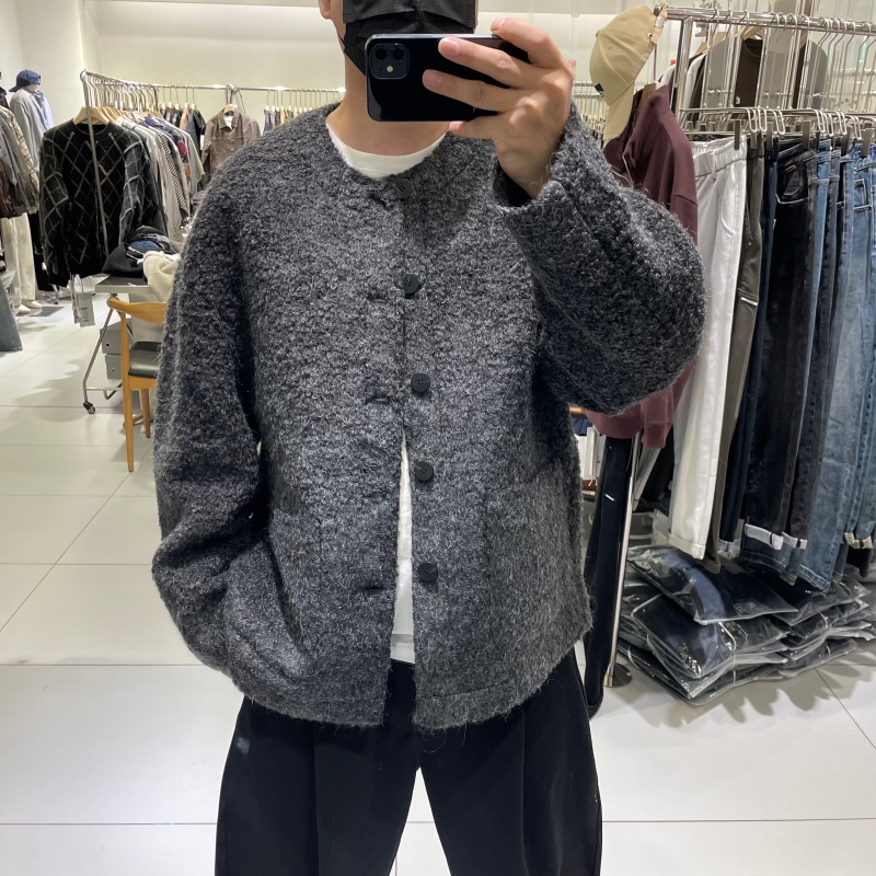 潮牌无领双面呢羊毛夹克