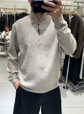 韩版半拉链立领男士保暖针织毛衣