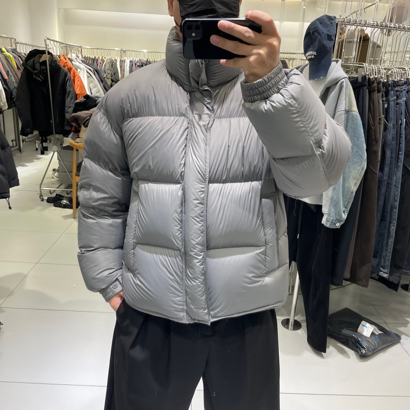 潮牌高充绒轻量化泡芙立领羽绒服男士冬季保暖加厚90白鸭绒面包服