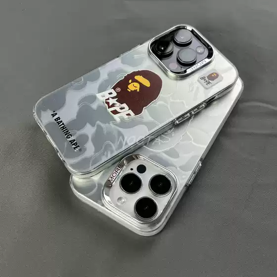 Trendy Brand Ape Head Design Phone Case Suitable for iPhone 16 Pro, Apple 17 Pro Max, Personalized 15 Pro Max Couple Style Phone Case, 14 Matte Anti-Drop Protective Cover with Hard Back and Soft Edges