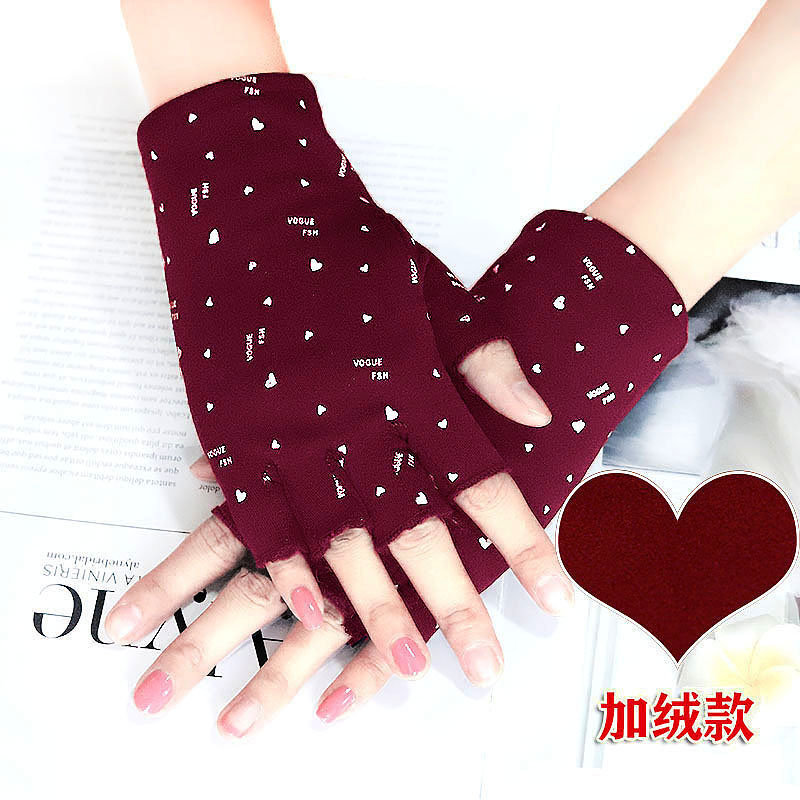 半截保暖秋冬季加绒韩版手套