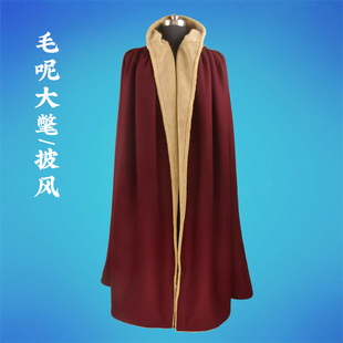 菩然喇嘛服羊毛大冈上师秋冬打坐披风纲薄款毛呢配仿羊羔毛