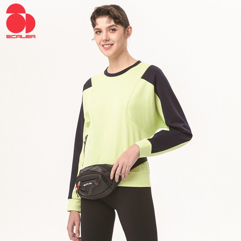 scaler思凯乐户外2021春夏男女款圆领卫衣拼色休闲打底衫f5312605