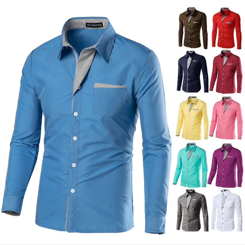 man shirt men long sleeve shirts dress男士韩版长袖衬衫四季