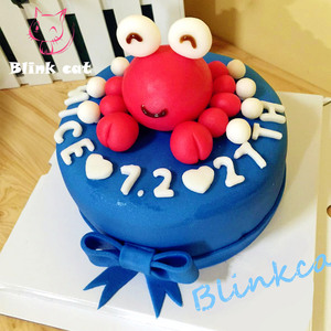 蝎子翻糖蛋糕 巨蟹座魔蝎座翻糖星座可爱生日蛋糕 限武汉同城配送