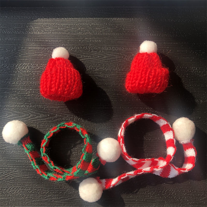 新年圣诞节针织小红帽围巾水杯玩偶装饰挂件ins可爱日韩情侣公仔
