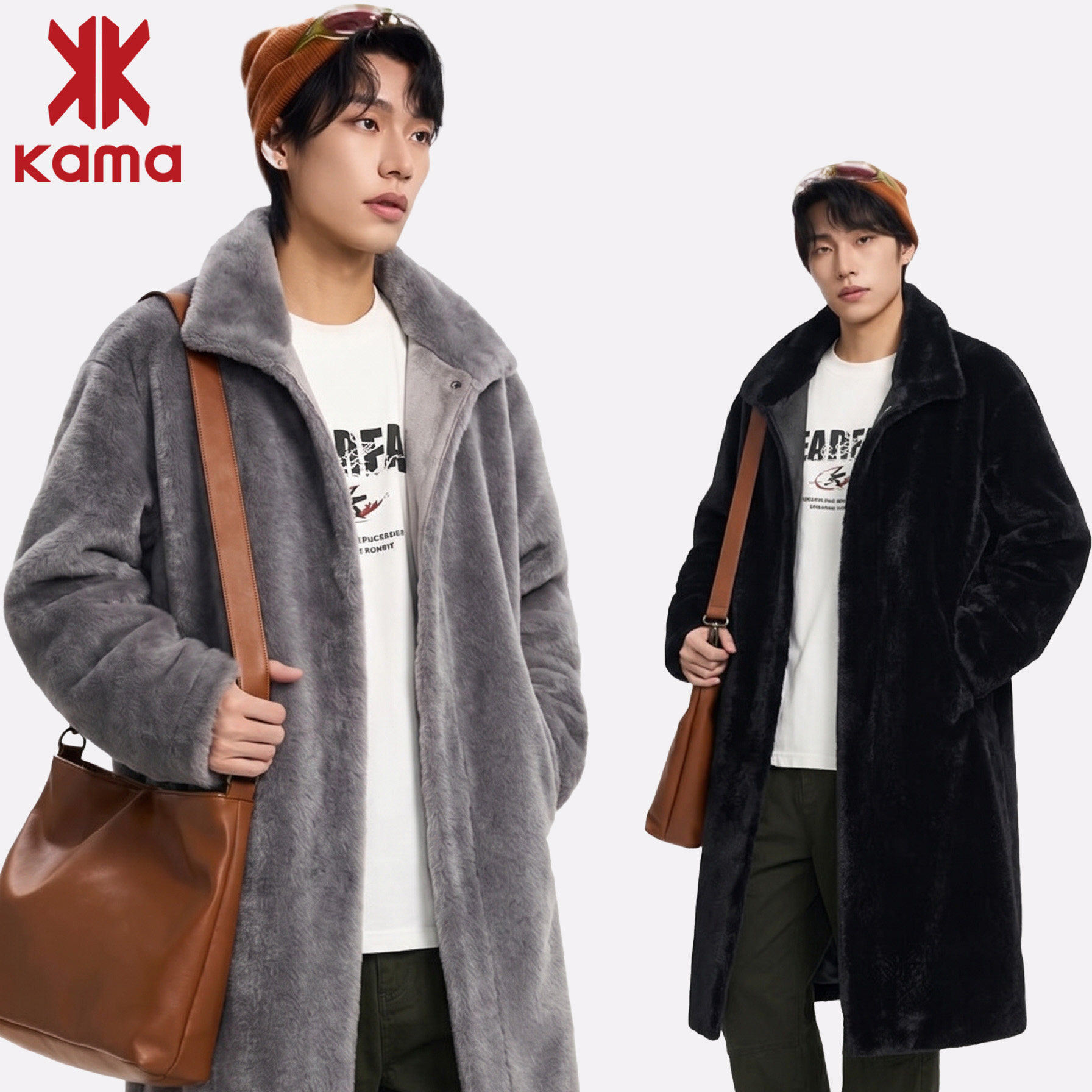 KAMA卡玛男款秋冬加绒毛呢大衣