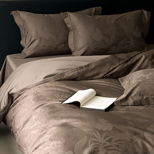 可裸睡床上用品 轻奢高密100支贡缎长绒棉四件套纯棉全棉1.8床笠款