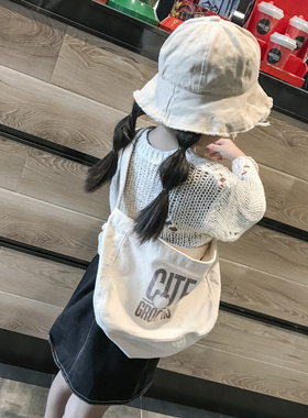 韩版儿童帆布袋百搭白色轻便包包时尚潮女童斜挎单肩包女孩补课包