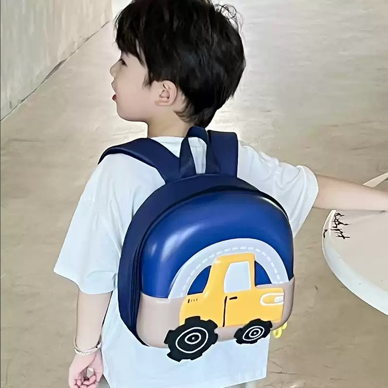 幼儿园儿童书包男童卡通小汽车蛋壳背包轻便男女宝宝可爱双肩包潮