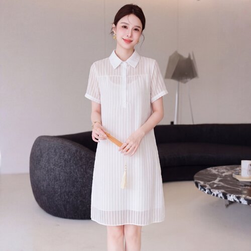 韩版气质衬衫短袖时尚连衣裙女