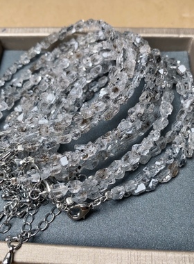 天然闪灵钻水晶手链赫尔基蒙水晶伴生油胆手链手链打紫灯自带萤光