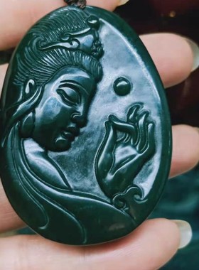 手工雕刻正宗泰山墨玉