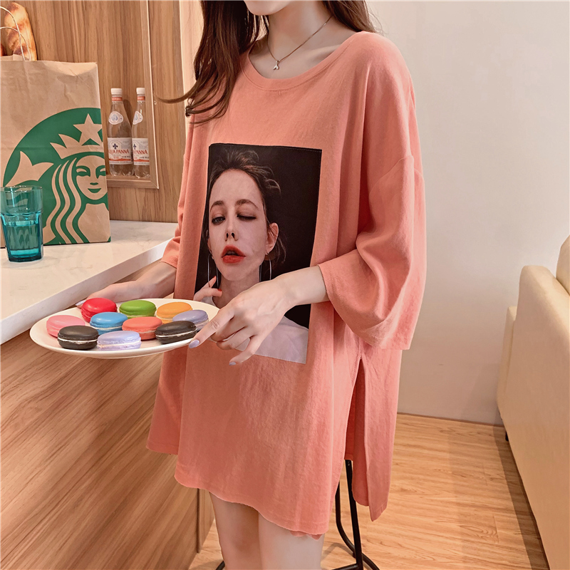 Real shot cotton net red same short sleeve T-shirt women's summer 2021 new printed round neck top large women's wear