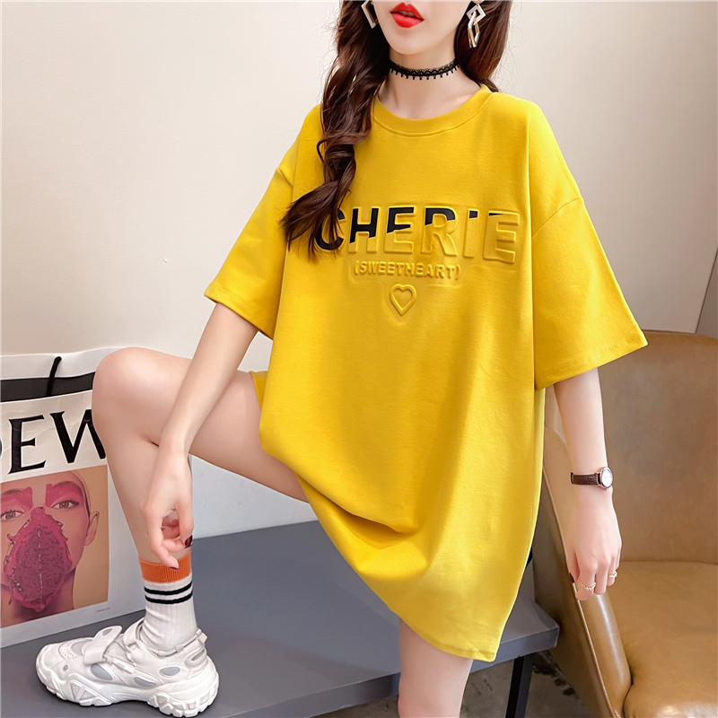 Real shot cotton net red with new 2021 summer loose Korean versatile round neck short sleeve t-shirt female student trend